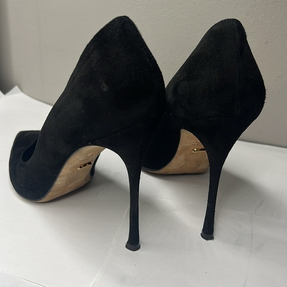 Sergio Rossi 39 / US 8.5 Black Suede Pointed Toe 4” Stiletto Heels Pumps - Picture 7 of 11